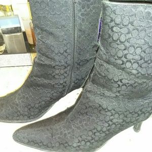 Authentic Coach Canvas Mini Monogram Ankle Boots
